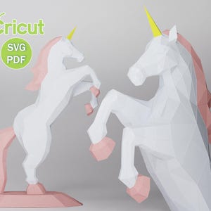 Papercraft BIG UNICORN Height-180 cm , Svg, PDF, Dxf, Detachable Horn, Low Poly Papercraft Horse, Digital, Plotter Cutting, Instant Download
