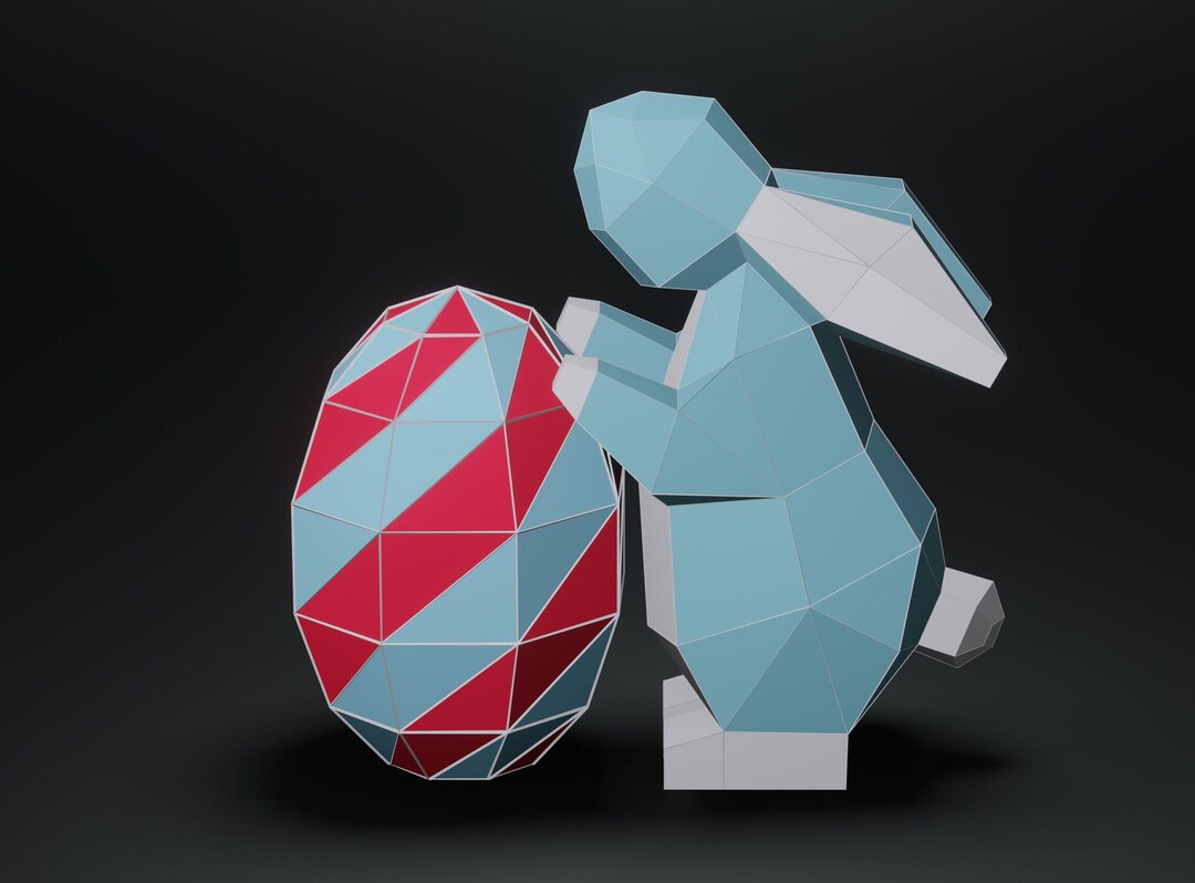 Easter Bunny Papercraft Easter, PDF SVG DXF, Low Poly Animal, Paper ...