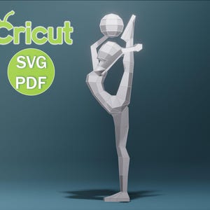 Papercraft Girl Gymnast (1), SVG, PDF, Low Poly Papercraft Woman, Paper Girl, Dancer, Doll, Papercraft Model, Digital 3d, Cricut Machine