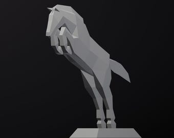 Papercraft Horse On Stand, Low Poly Animal, Pepakura, Lowpoly, Low Polygon, 3D Papercraft, handmade, Paper Sculptures, DIY origami, Decor