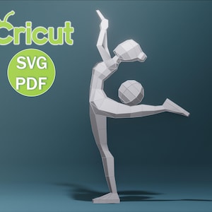 Papercraft Girl Gymnast (1), SVG, PDF, Low Poly Papercraft Woman, Paper Girl, Dancer, Doll, Papercraft Model, Digital 3d, Cricut Machine