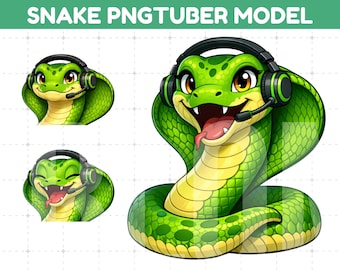 Tube PNG Snake préfabriqué VTuber Modèle | VTuber mignon serpent Chibi | Avatar réactif prédéfini | Élément de streaming pour Twitch/YouTube