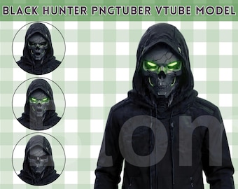 Vooraf gemaakt PNGTuber-model mannelijk| Black Hunter PNG-knol mannelijk | VeadoTube-model | anime png-knolmodel | Vtuber-model, Twitch-avatar, GIFTuber
