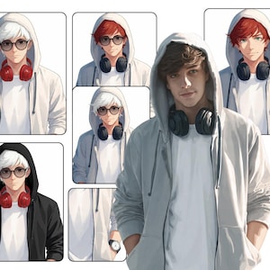 Modello PNGTuber predefinito maschio/ Gatto nero PNG Tuber maschio/ Modello VeadoTube/ Modello PNG Tuber anime/ Modello Vtuber, Avatar Twitch, GIFTuber immagine 6