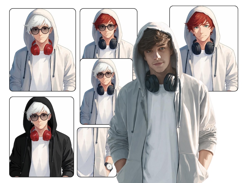 Modello PNGTuber predefinito maschio/ Gatto nero PNG Tuber maschio/ Modello VeadoTube/ Modello PNG Tuber anime/ Modello Vtuber, Avatar Twitch, GIFTuber immagine 6