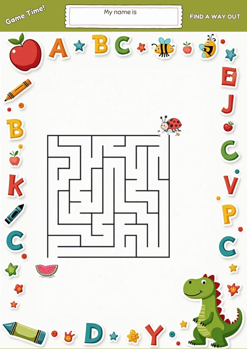 Maze Game Worksheets for Kids Printable Classroom Activity Fun Brain ...