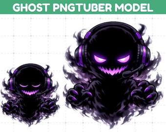 Modello PNG predefinito di Scary Void Man per Twitch / Avatar di streamer Dark Shadow / Risorsa VTuber spettrale per Twitch e YouTube