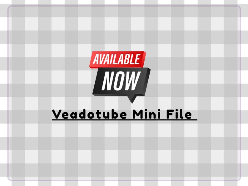 Pu&ograve; includere: Grafica con le parole "AVAILABLE NOW" in rosso e nero. Sotto la grafica, il testo "Veadotube Mini File" &egrave; visualizzato in nero, sottolineato.