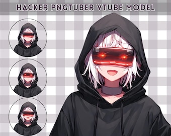 Vooraf gemaakt PNGTuber-model mannelijk| Hacker PNG-knol mannelijk | VeadoTube-model | anime png-knolmodel | Vtuber-model, Twitch-avatar, GIFTuber