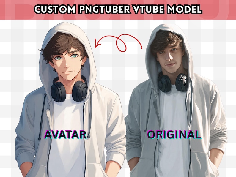 Modello PNGTuber predefinito maschio/ Gatto nero PNG Tuber maschio/ Modello VeadoTube/ Modello PNG Tuber anime/ Modello Vtuber, Avatar Twitch, GIFTuber immagine 5