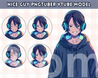 Vooraf gemaakt PNGTuber-model mannelijk| Nice Guy PNG-knol mannelijk | VeadoTube-model | anime png-knolmodel | Vtuber-model, Twitch-avatar, GIFTuber