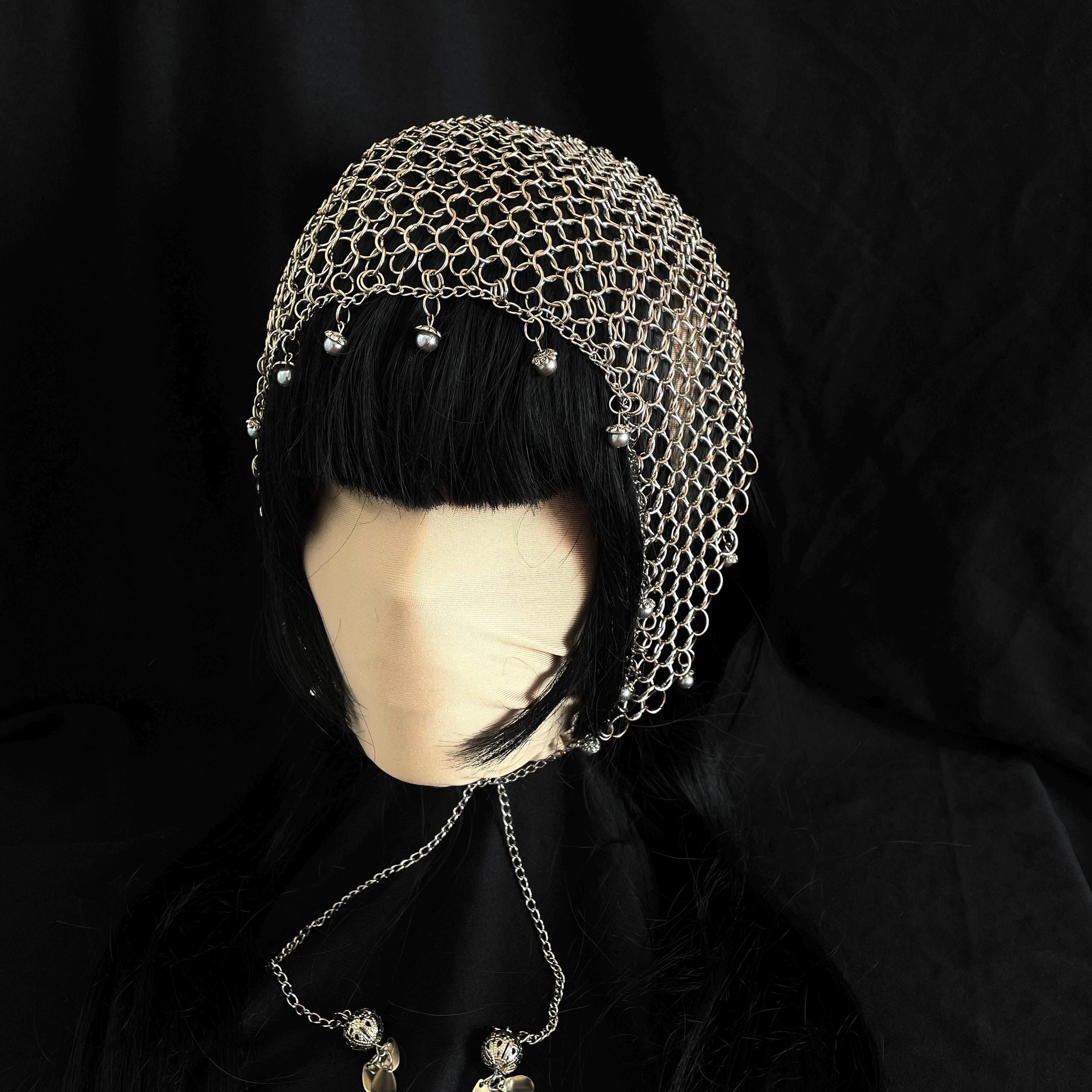 Unisex Silver-colored Armored Chainmail Veil – Handmade Medieval ...