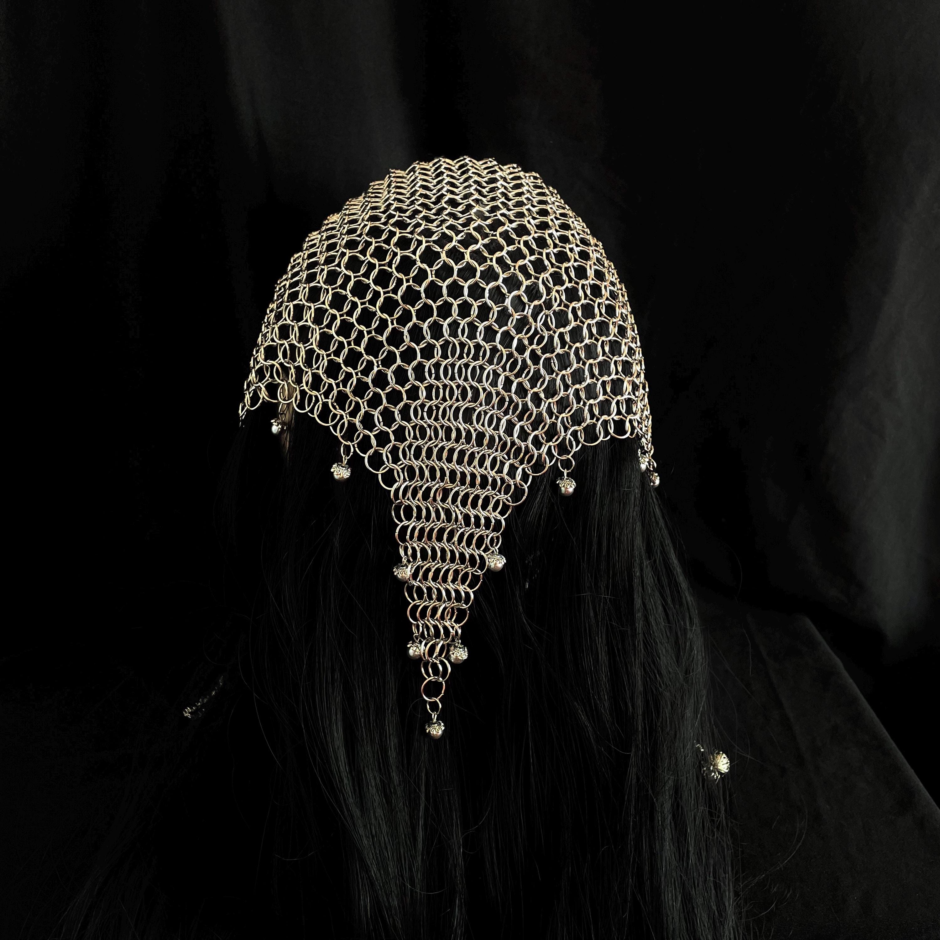 Unisex Silver-colored Armored Chainmail Veil – Handmade Medieval ...