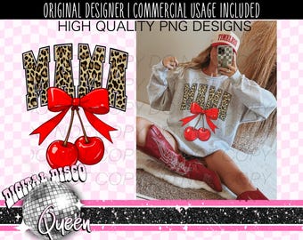 Mama Leopard PNG | Trendy MAMA design | Cartoon Cherry PNG