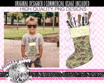 Camo Christmas Stocking | Western Christmas PNG