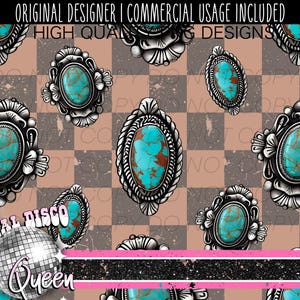 Checkered Western Stone Seamless Pattern | Trendy Seamless Pattern | Western PNG