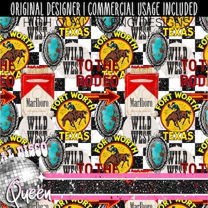 Western Yallternative Collage Seamless Pattern | Trendy Seamless Pattern