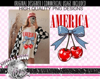 America Cherries PNG | Trendy July 4th PNG
