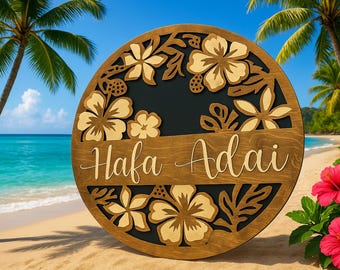 Handcrafted Island Greeting Signs  Hafa Adai Talofa Aloha Kumusta Welcome