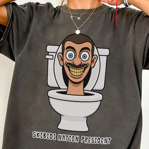 Comfort Colors Skibidi Toilet President Shirt-Funny Skibidi Nation Meme Tee,Viral TikTok Toilet Head Graphic Shirt,Skibidi Bop Dop Dop Shirt