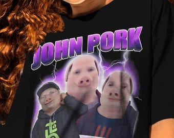 Camiseta con meme de John Pork: divertida camiseta con parodia de cerdo, memes de cerebros italianos podridos