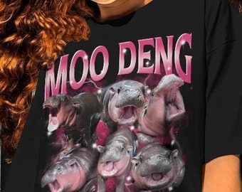 Moo Deng Shirt: Funny Hippo Graphic Tees, Bootleg Meme Tshirt