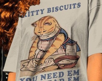 Kitty Biscuits Cat Shirt: Vintage Style Graphic Tee