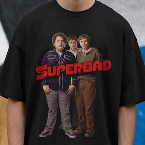 Superbad-T-shirt: Superbad-filmshirt, Superbad-sweater, Superbad-hoodie, Jonah Hill-shirt, Michael Cera-shirt, McLovin-shirt, grappig filmshirt