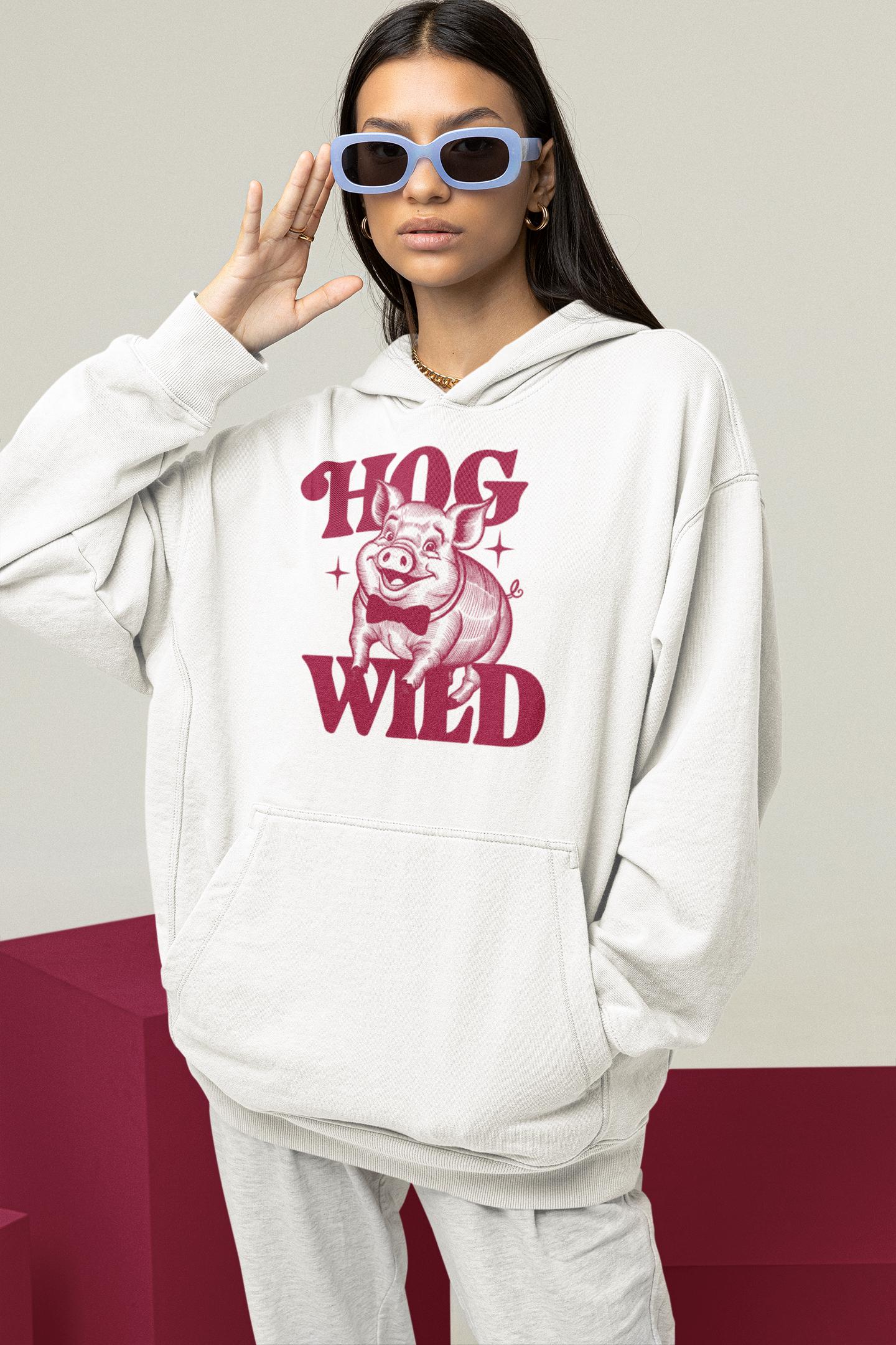 Hog Wild グラフィックTシャツ：面白い豚のシャツ、農家の娘スタイル 
