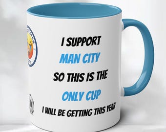 Taza de fútbol del Manchester City - Divertido trofeo de la Copa de fútbol - Regalo de cumpleaños y Navidad del Manchester City F.C. para él - Regalo de fútbol para papá