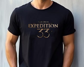 Camiseta negra Expedition 33 / Camiseta de jugador Clair Obscur, camiseta de viaje elegante, ropa con estilo, regalo para él o ella, ropa informal, unisex