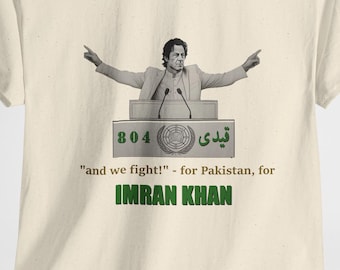 Imran Khan Tshirt, Qaidi No 804, Fight for Justice, Pakistan Tshirt with Imran Khan graphic, Unisex Heavy Cotton Tee