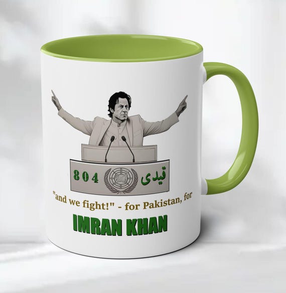 Imran Khan mug, Qaidi No 804, Fight for Justice, Pakistan mug,  Stylish Two Tone Coffee mug 11oz with Imran Khan graphic