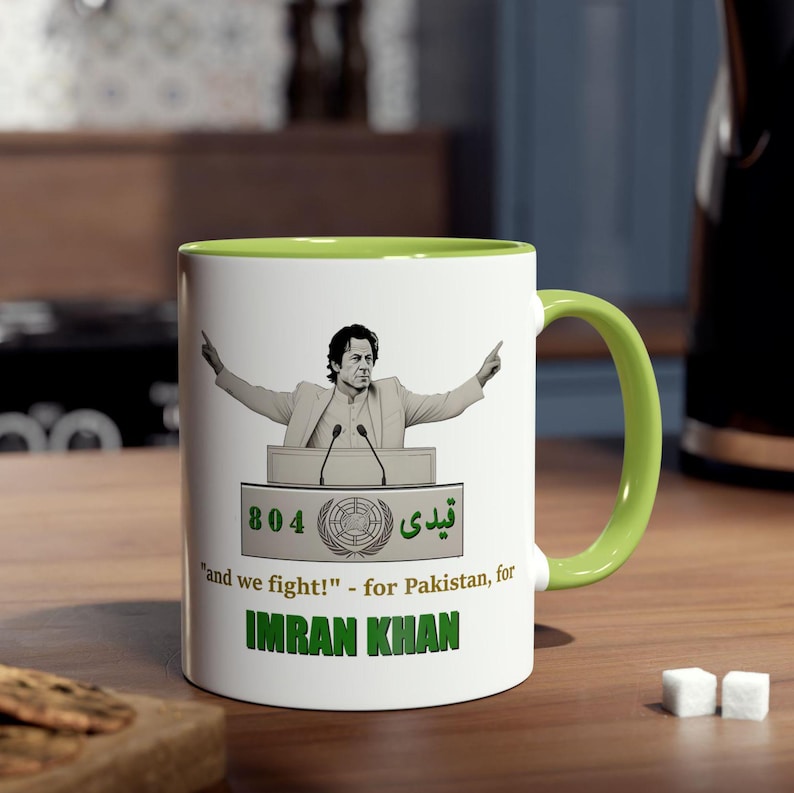 Imran Khan mug, Qaidi No 804, Fight for Justice, Pakistan mug, Stylish Two Tone Coffee mug 11oz with Imran Khan graphic image 6