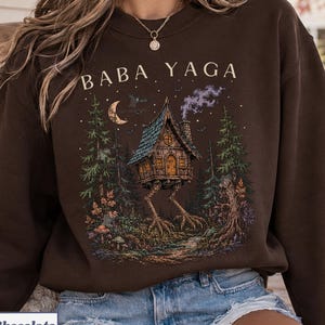 Baba Yaga House Sweatshirt, Cottagecore Outfits, Mythical Witch, Baba Yaga Hut, Whimsigothic Clothing, Slavic Folklore, Russian Fairy Tale