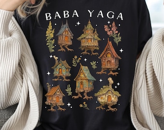Baba Yaga Shirt, Baba Yaga Haus Shirt, Baba Yaga, Cottagecore Outfits, slawische Mythologie, Witchie, Baba Yaga Hütte, Whimsigothical Shirt