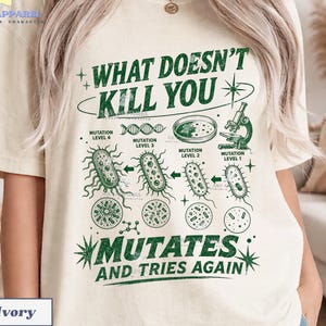 Funny Bacteria T-Shirt, Retro Biology Lover Science Nerd Unisex Graphic Tee, Lab Scientists Teacher Microbe Germ Gift Tee, Student Bio Shirt