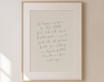 Be Happy On Purpose Handwriting Wall Art - Traditional Positive Printable Artwork - Nancy Meyers Aesthetic Quote Poster - Digital Download