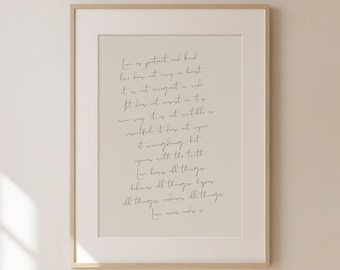 Love Is Patient And Kind Handwriting Wall Art - Corinthians Verse Printable Artwork - Nancy Meyers Aesthetic Quote Poster - Digital Download
