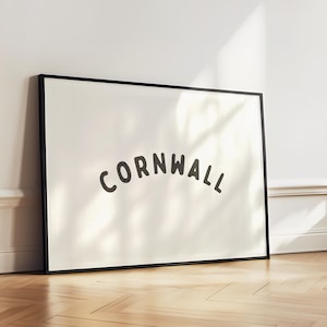 Cornwall Landscape Wall Art Print - Farmhouse Aesthetic Place Name Horizontal Printable Artwork - Bold Poster Design - Digital Download