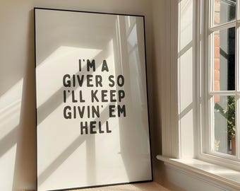 Soy una persona generosa, así que seguiré dándoles caña. Arte mural: vaquero atrevido y descarado (para imprimir). Diseño de póster sureño femenino (para descargar digitalmente).