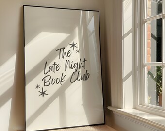 Lámina decorativa para pared del club de lectura nocturno - Arte imprimible de BookTok atrevido y descarado - Diseño de póster con cita literaria - Descarga digital de libros