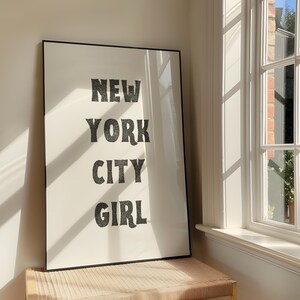 New York City Girl Wall Art Print - Bold Gossip Girly Printable Artwork - NYC America Quote Poster Design - Vintage Stamp - Digital Download