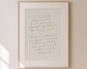God Gave Me You Handwriting Wall Art - Country Music Inspired Printable Artwork - Nancy Meyers Aesthetic Lyrics Poster - Digital Download