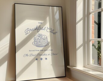Lámina decorativa de El Club de los Cinco - Ilustración de panqueques - Póster de cocina con ilustración de desayuno - Decoración de cafetería - Descarga digital