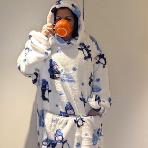 Fun Animals Print Floor Length Snuggle Hoodie,Hooded Blanket,Lazy TV Blanket,Super Soft Warm Oversized Hoodie Blanket,Funny Print Blanket