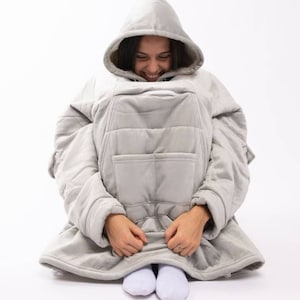 Very Thick Unique Design Multiple Pockets Snuggle Hoodie,Hooded Blanket,Lazy TV Blanket,Soft Warm Sherpa Lined Oversized Hoodie Blanket
