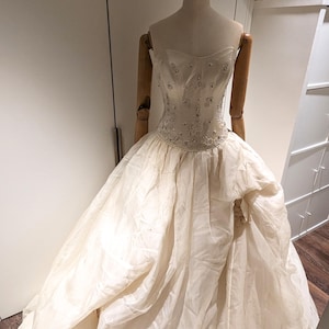 Rare High-Quality Vintage Hollywood Dreams Silk Corset Princess Wedding Dress,Stunning Vintage Designer Pure Silk Bridal Gown UK12