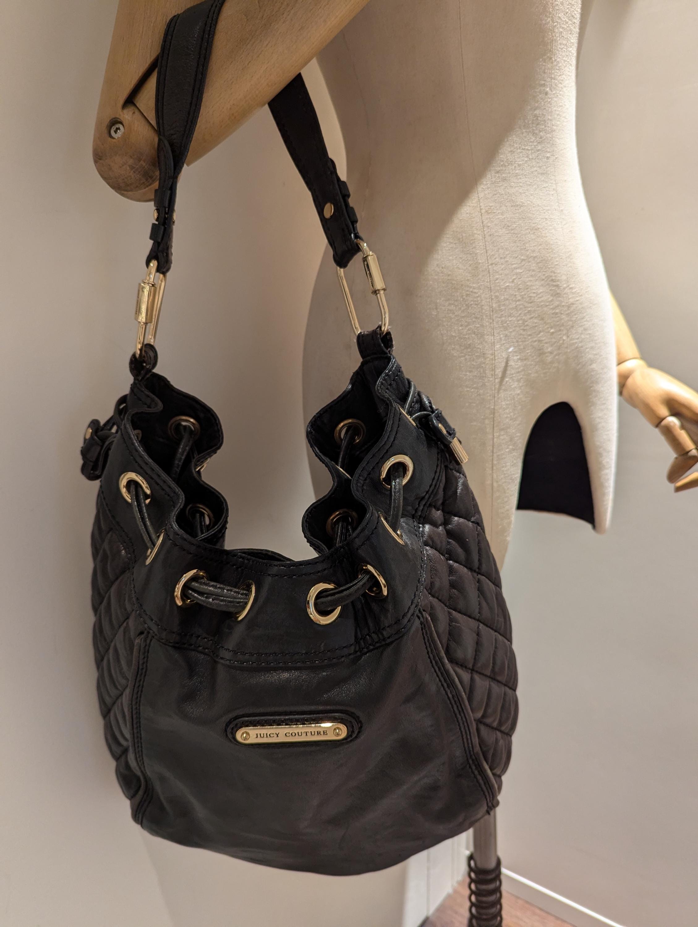 Vintage Black Juicy Couture Purse Handbag Bag Terry Cloth