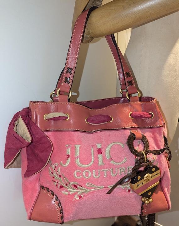 Juicy Couture Bag Purse Vintage Crown Logo Velour Hobo Chain